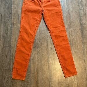 Michael Kors Women's Corduroy Pants 2 Orange Skinny Low Rise Stretch 80s Retro